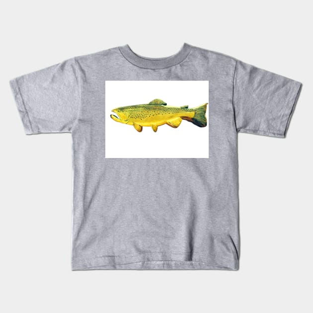 Brown trout fish Kids T-Shirt by Matt Starr Fine Art